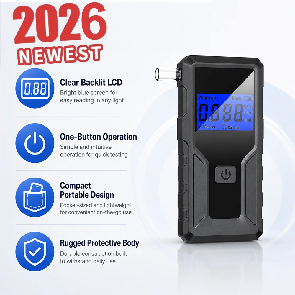 Alcohol Breathalyzer Tester with Digital LCD Display Grade Accuracy Personal Alcohol Tester for Home Use Drunk Driving Analyzer