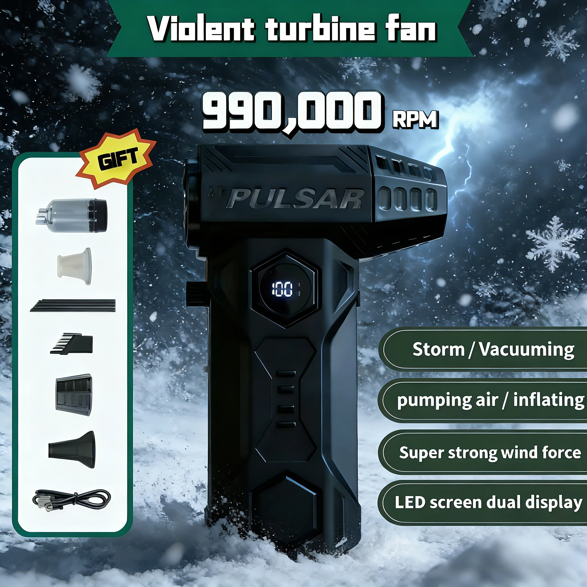 

X11 850000 об/мин Super Jet Воздуходувка — дисплей мощности | Автомобильная вакуумная и сжатая воздушная тряпка