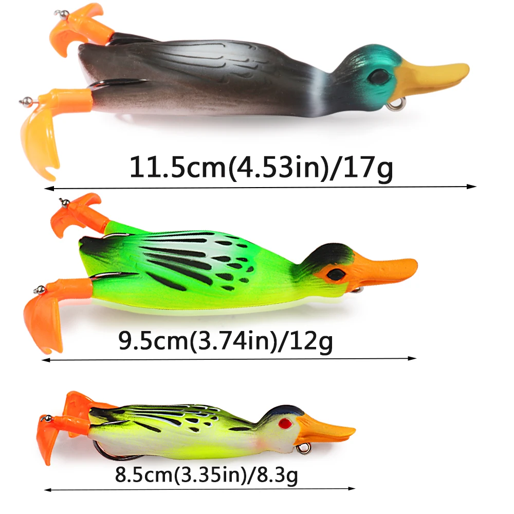 Soft Lure Duck Double Propeller Flipper Bird Rubber Frog Grappling