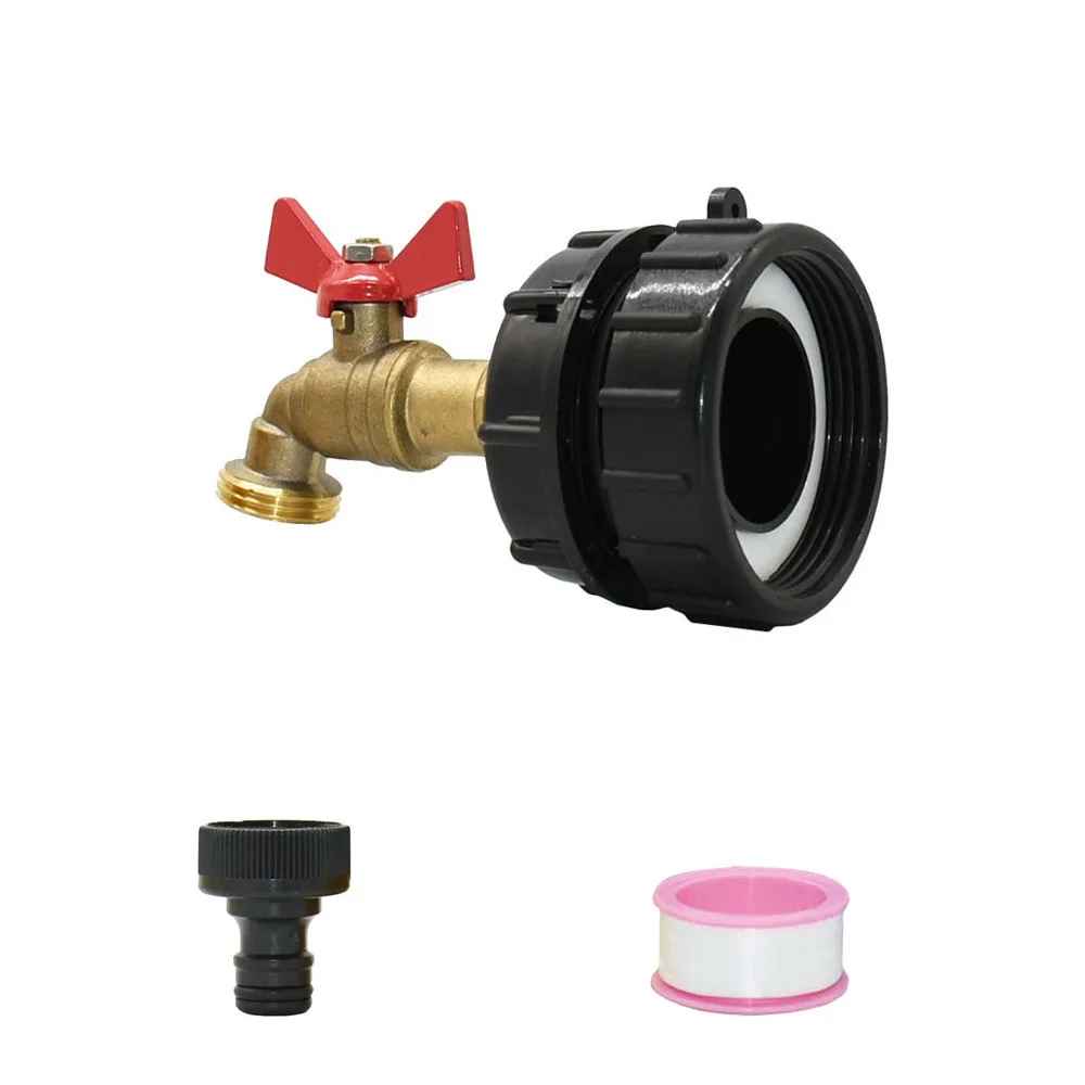 

1000 Liter IBC Tank Adapter 63mm To 3/4 Thread 16mm Nipple Connector Brass Tap valve Garden Ton Barrel Connect Faucet Fittings