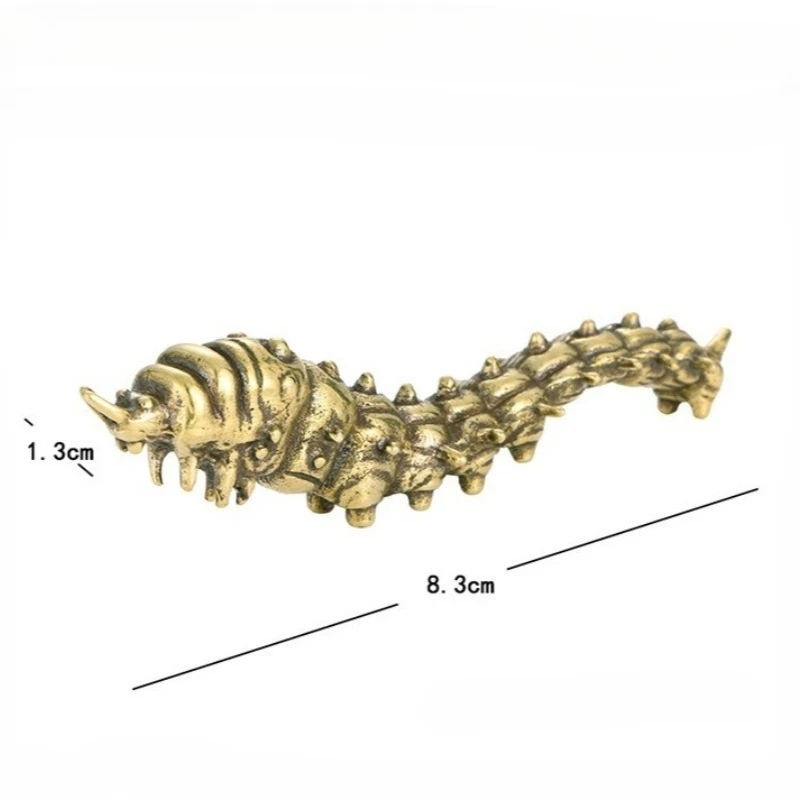 Antique Patinated Brass Caterpillar Statue Prank Fun Personality Craft Figurines Home Craft Accessories Copper Art Decoration