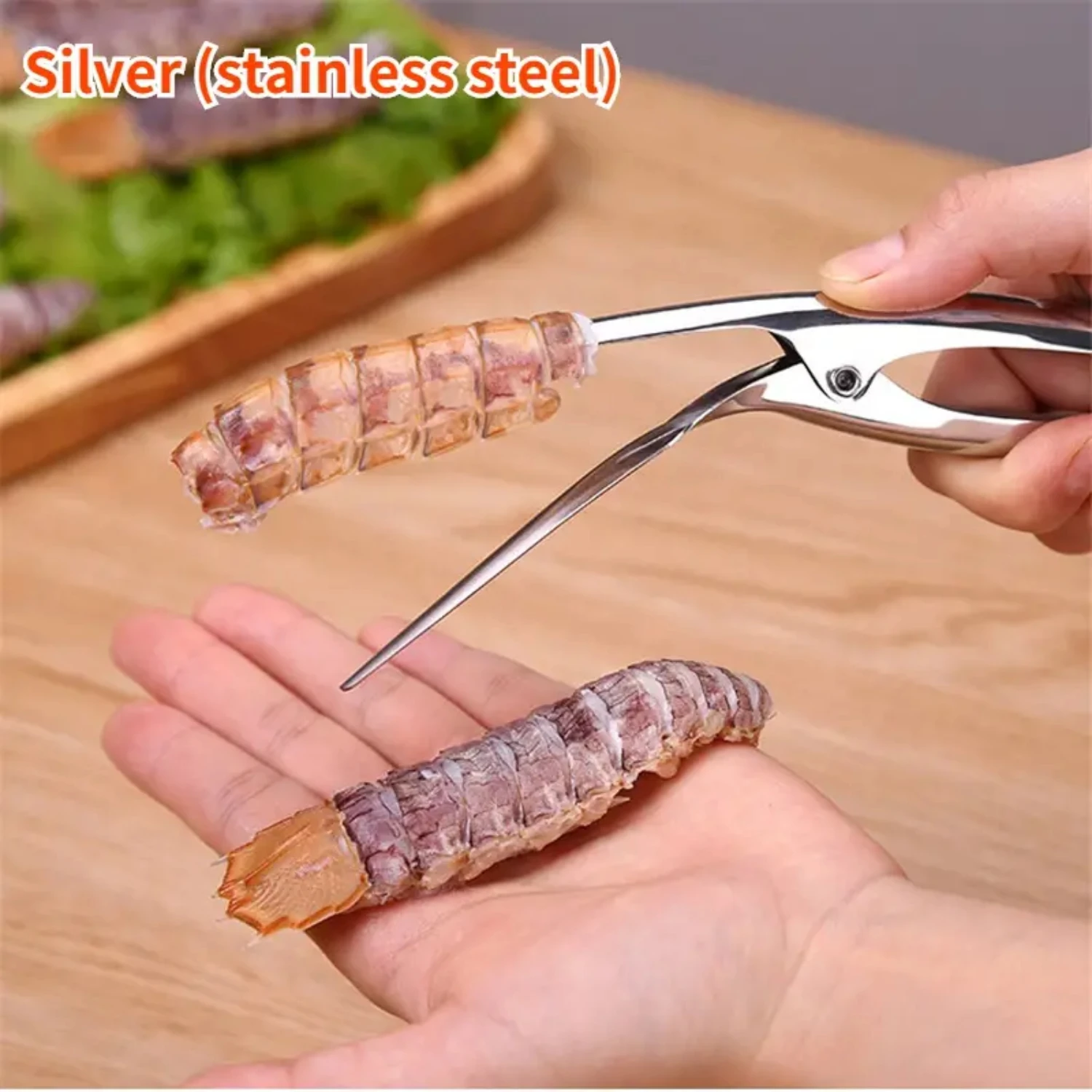 Stainless Steel Efficient Single Piece Shrimp Peeler Cleaner for Easy Shell Removal, Handy Metal Seafood Shell Prawn Peeler, Pro