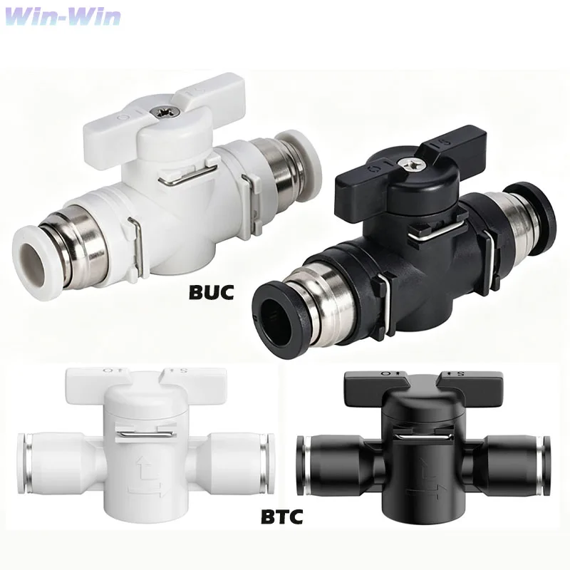BUC BTC 4mm 6mm 8mm 10mm 12mm Pneumatic Push In Quick Joint Connector Hand Valve To Turn Switch Manual Ball Current-limitig