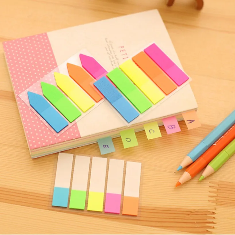 Candy Color Transparent Sticky Notes Memo Pads Notepads Index Self -Adhesive Tabs Sticker Stationery School Office Supplies