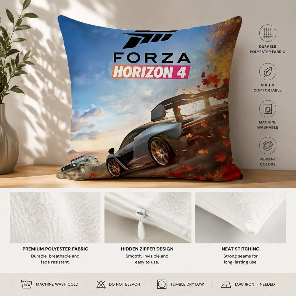 H-Horizon Game-F-Forza Cushion Cover 40x40cm Square Decorative Sofa Cushion Cover Bedroom Living Room Home Decor Gift