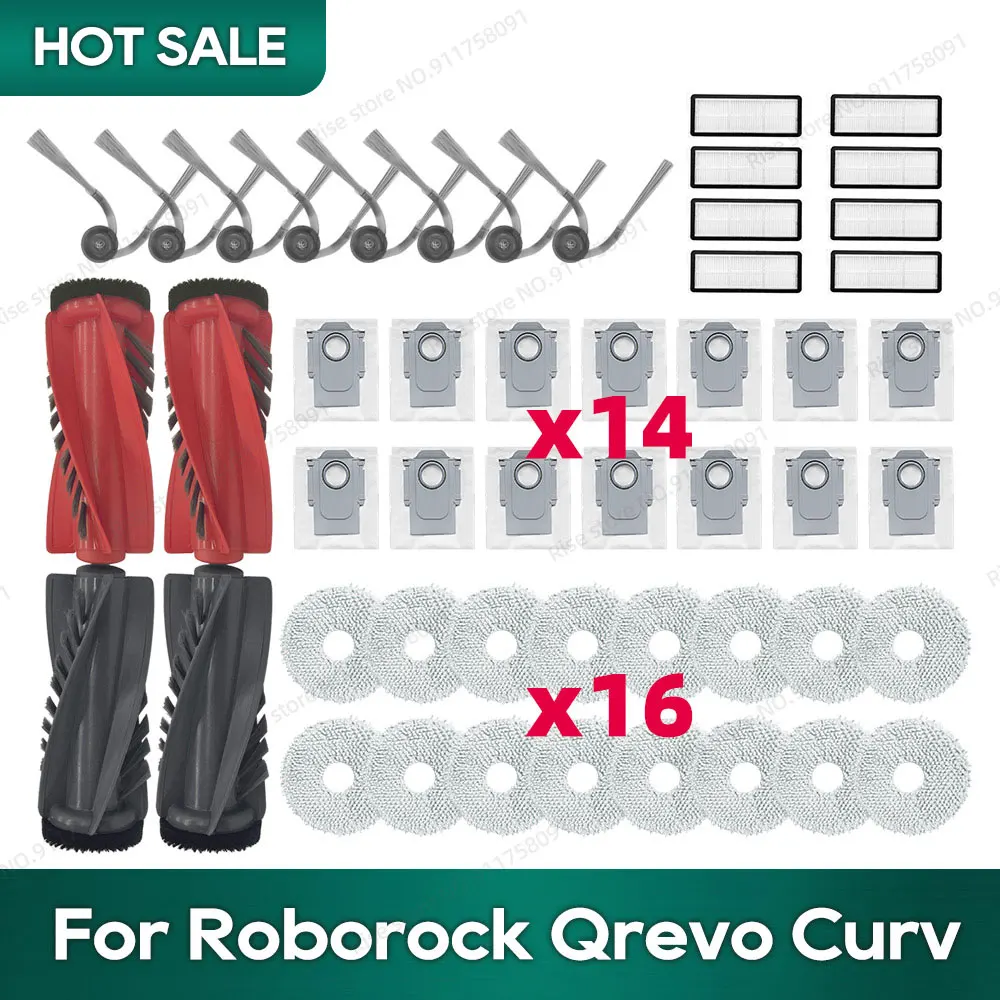 Compatible for Roborock Qrevo Curv Accessories Hepa Filter Rag Dust Bag Replacement Parts