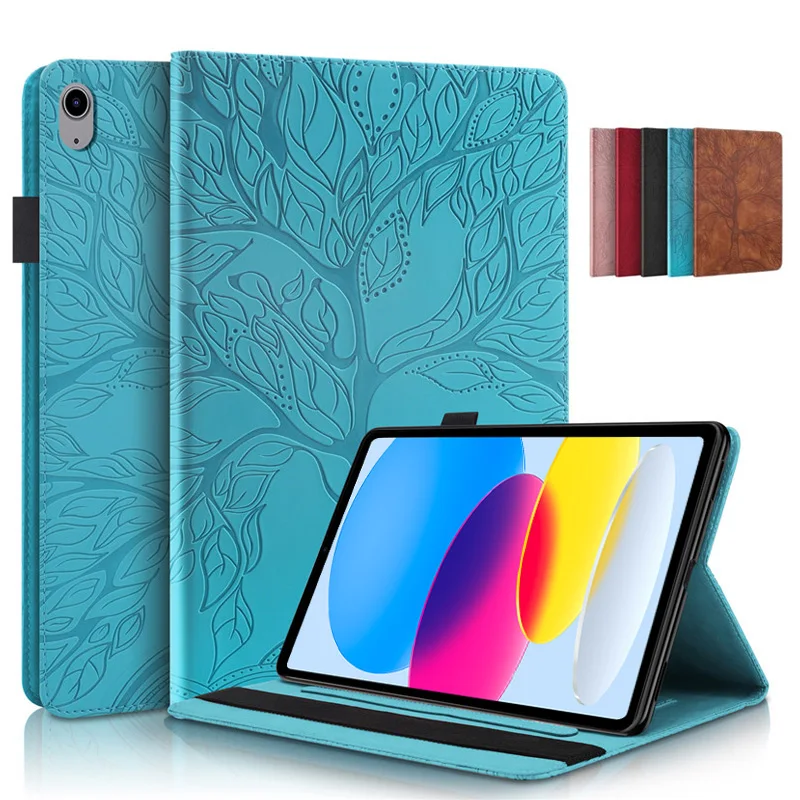 Tablet Coque For iPad A16 Case Emboss Tree Flip Wallet Stand Cover For Funda iPad 11 11th Generation 2025 Case Capa