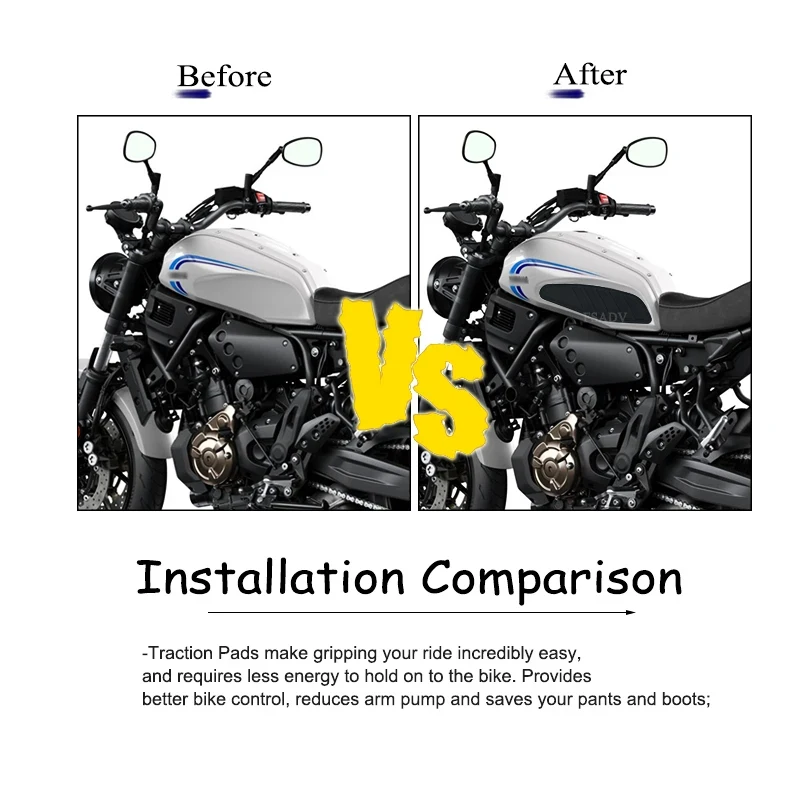 XSR700 Black Tank Side Traction Pads Knee Anti Slip Sticker Decal Stickers For Yamaha XSR 700 2022 Motorcycle 4