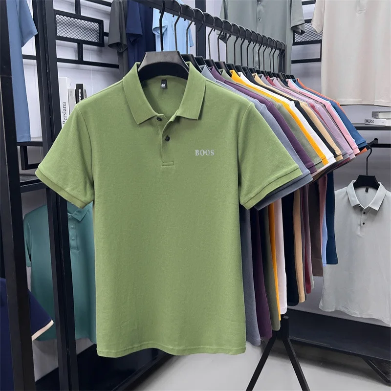 100% Baumwolle Hochwertige Herren Kurzarm-Poloshirts mit Kragen und Knöpfen Buchstabendruck Mehrere Farboptionen Meistverkaufte Herrenbekleidung – Detail 19