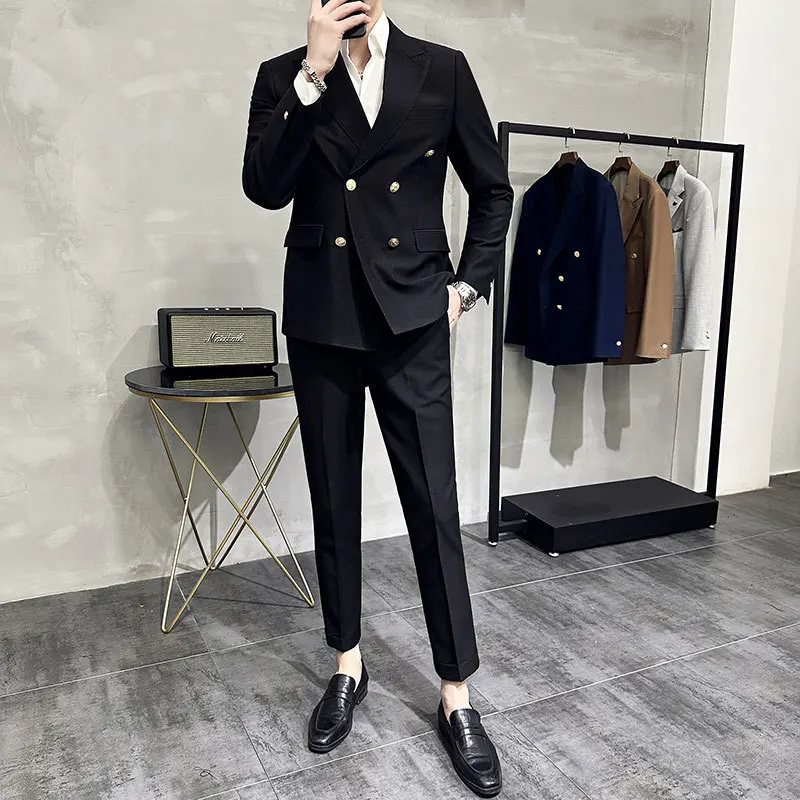 Men's casual business peaked lapel slim fit banquet suit21