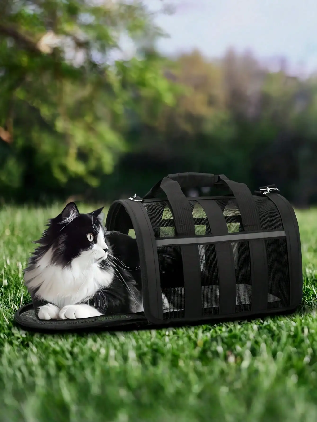 

1PC Portable Cat Dog Carrier Large Airline Approved Expandable Soft Sided Pet Travel Bag With Breathable Mesh Ventilation Removable Plush Pad Waterproof Washable Durable Lightweight Collapsible For Car Outdoor Camping Hiking Vacation TSA Approved Pet Carr