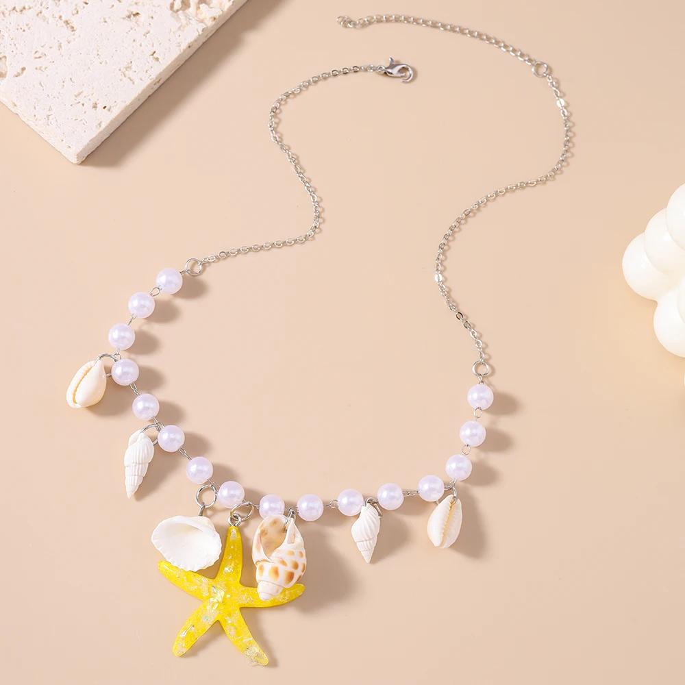 Aihua Neue Mode Perlen Seestern Muschel Shell Halsketten Halsband Sommer Strand Halsketten Für Frauen Mädchen Urlaub Schmuck Geschenke – Detail 8