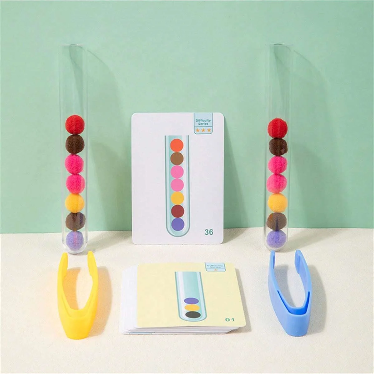 120pcs Plush Mini Balls Clamp Plush Ball Game Kids Color Learning Educational Game Toy 