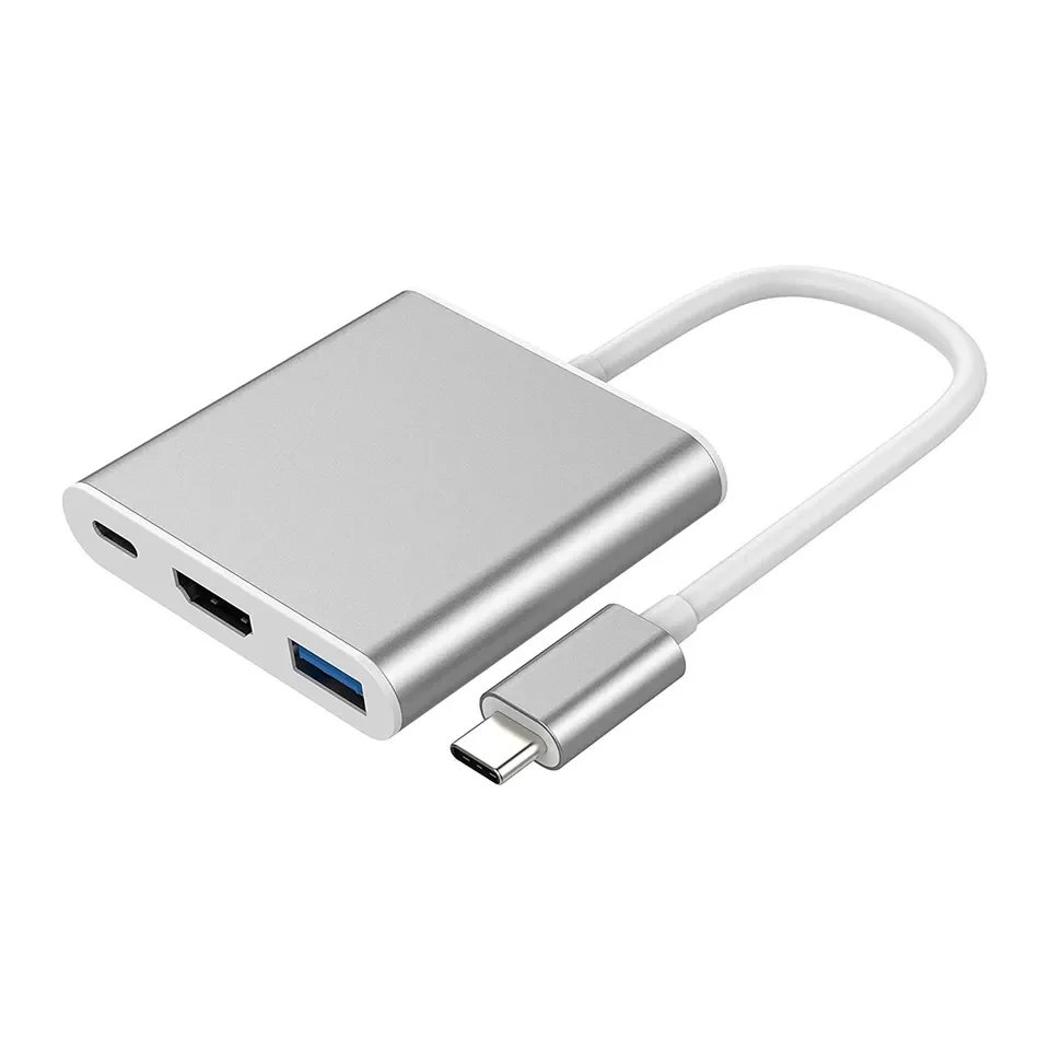 

LUKBSPY Type C to HDTV+USB3.0 + PD Converter Adapter Cable Aluminum Alloy 3 in 1 USB C to HDTV Hub USB Hub Adapter