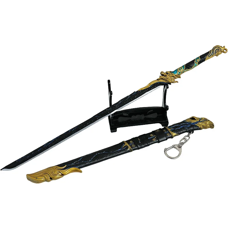 28cm Naraka: Bladepoint Black Gold Ancient Sword Game Peripherals Weapon Metal Sword Model Collection Crafts Gifts Toys for Boys