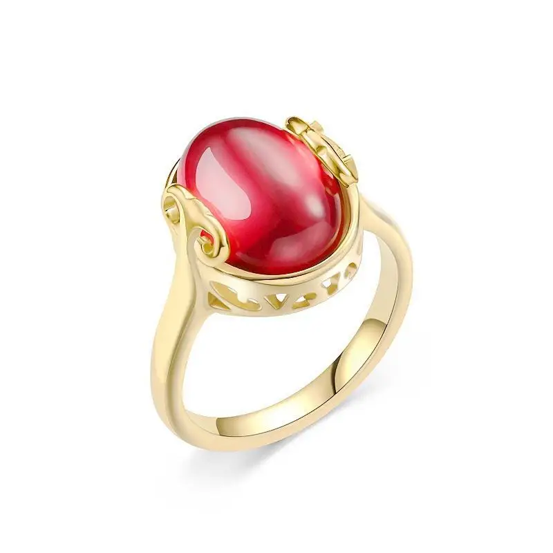 

Винтажное кольцо из титановой стали с агатом и рубином для женщин, модное парное кольцо с бриллиантами, ювелирное украшение на руку