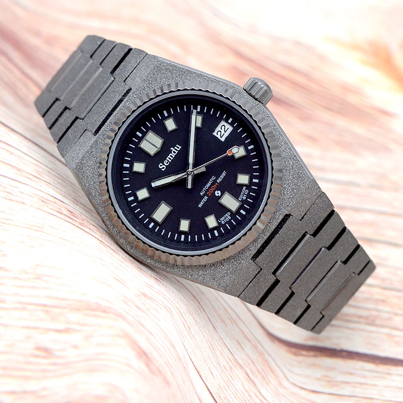 Semdu Super Player PRX Series Watch Gun Grit Nail Sand Effect With Sapphire Glass 50M Waterproof Automatic Mechanical Watch Gif