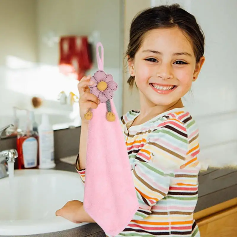 Paño de mano con lazo, diseño de flores, Toalla de baño de mano, paño para platos altamente absorbente, toalla de felpa para cocina y baño