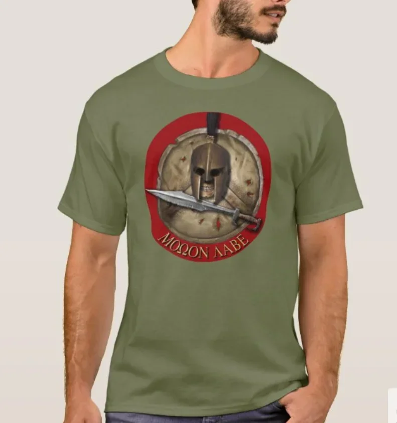 Spartan Helmet Shield Sword Molon Labe T-Shirt. Summer Cotton Short Sleeve O-Neck Mens T Shirt New S-3XL