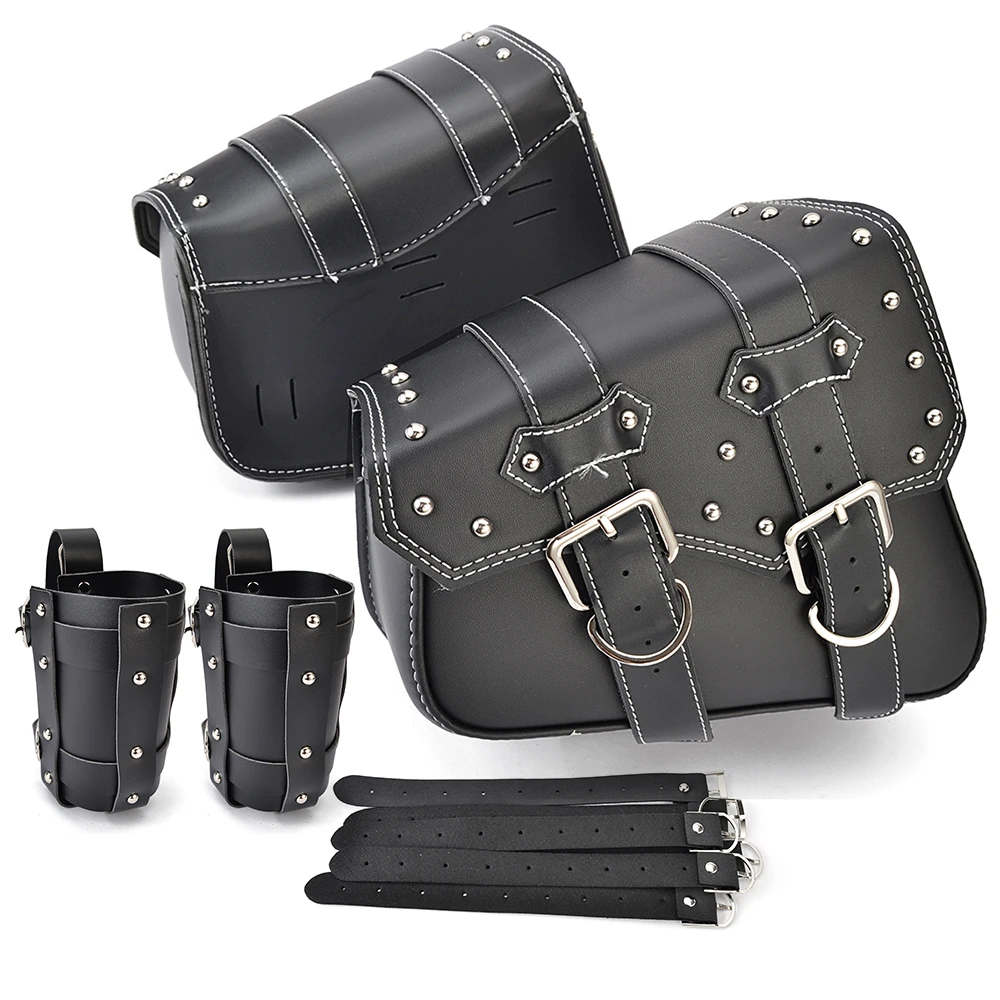 

Motorcycle Saddle Bags PU Leather Tool Bag Cafe Racer Luggage Bag Waterproof Universal for Harley Sportster XL883 XL1200 Custom