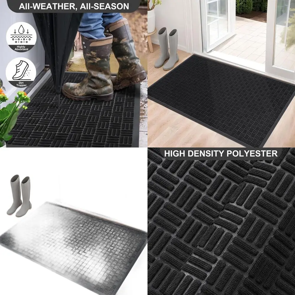 

Rugged Outdoor/Indoor Welcome Mat, 61.5 x 36, Black, Waterproof and Absorbent