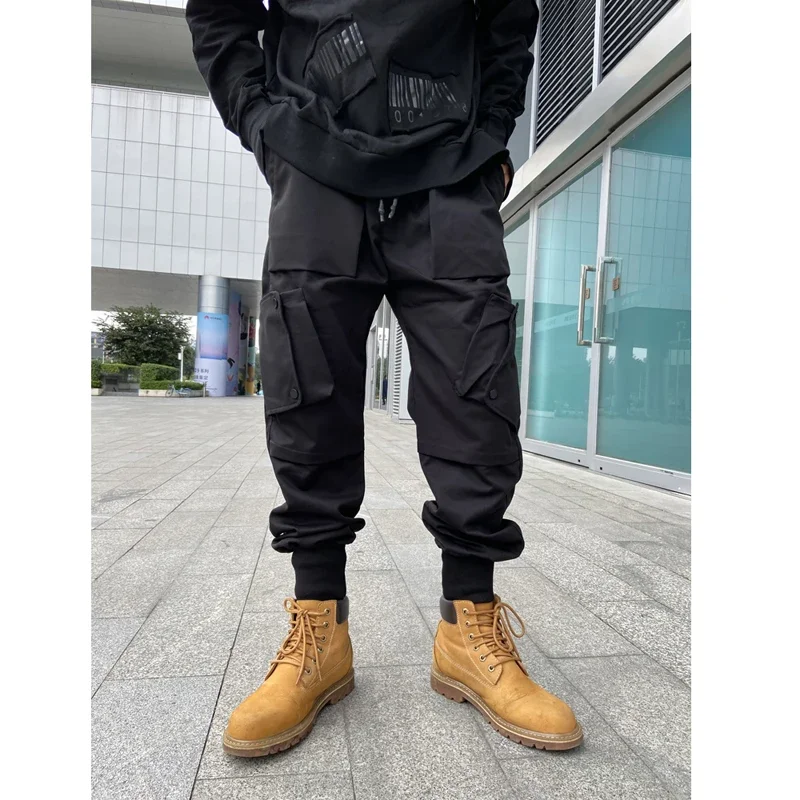 

Cool fall/winter Black Trend Pants Techwear Casual Pants Large Pocket Ankle Cargo Pants men's Slacks