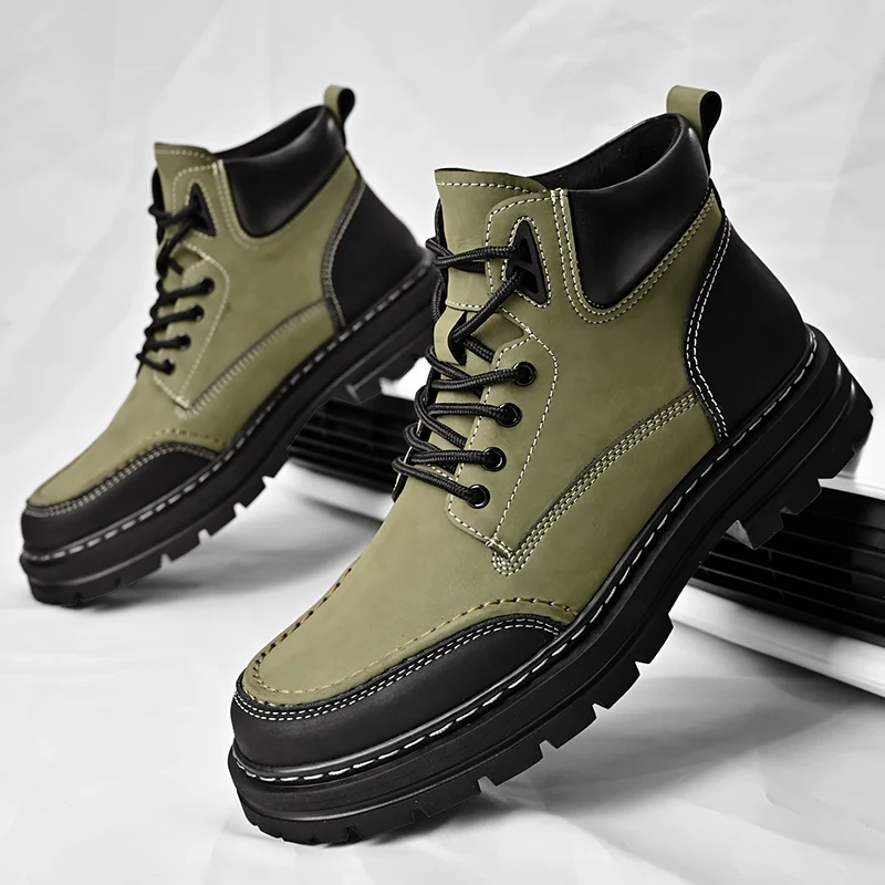 

Новые зимние теплые мужские кожаные ботинки на флисовой подкладке, противоскользящие короткие ботинки для походов на открытом воздухе, всесезонные мужские ботинки и повседневные ботинки