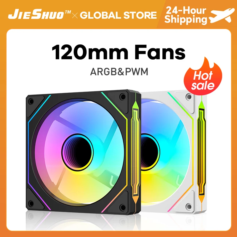 

JIESHUO JS-301 Computer Case Fan ARGB Mirror Cycle 120mm 4Pin PWM PC Quiet Cooling Fan Low Noise Chassis Fan