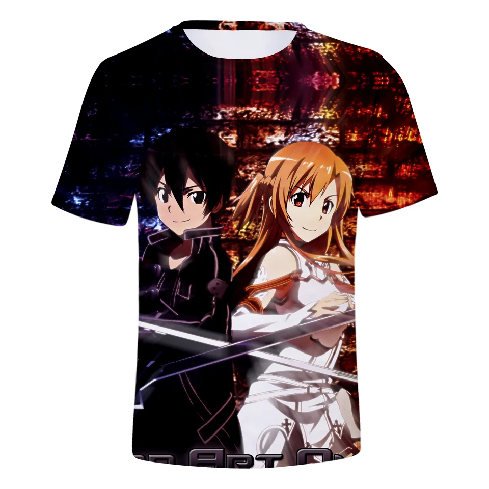 Camiseta con estampado 3D de Sword Art Online para hombres y mujeres, Tops de manga corta a la moda, Tops divertidos de verano, Yuki Asuna, SAO Kirito Kirigaya Kazuto