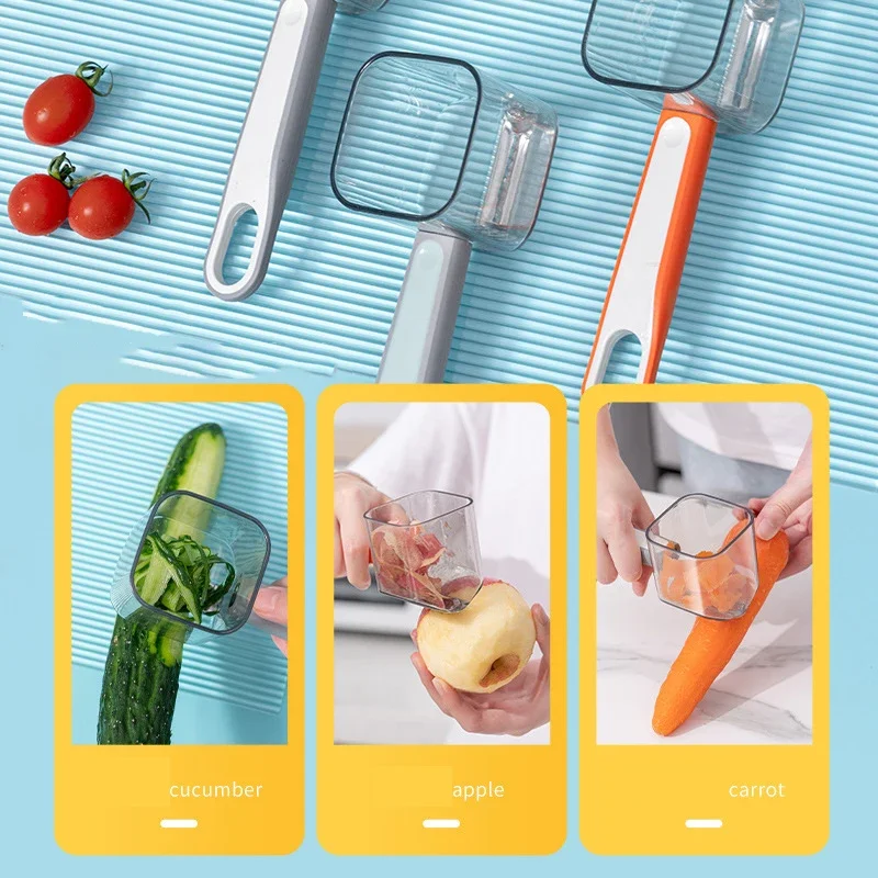 

Vegetable Peeler with Lid Potato Carrot Cucumber Shredder Kitchen Fruit Peeler Stainless Steel Slicing Tool
