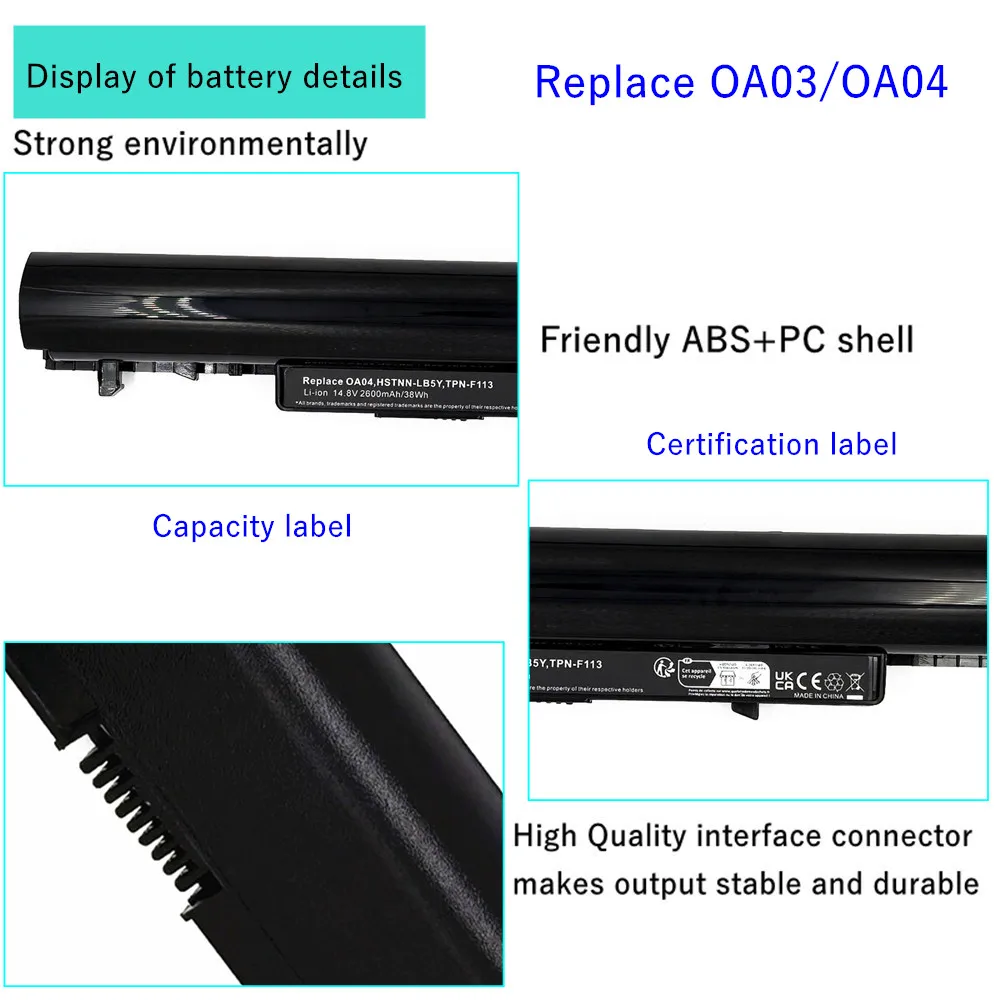 

Laptop Battery for HP 14-d001au OA04 OA03 240 245 255 G2 G3 CQ14 CQ15 TPN-C113 TPN-C114 TPN-F112 TPN-F113 TPN-F114 TPN-F115