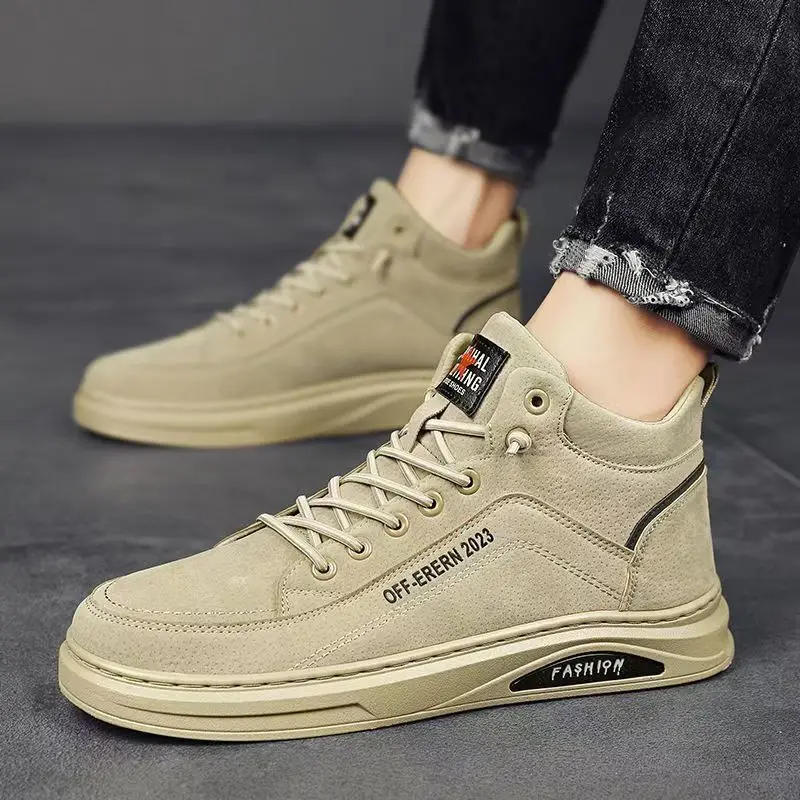 

Men's Spring Autumn New Leather High Top Work Shoes Soft Sole Non Sole Waterproof Lace Up Protection Shoes Outdoor Hiking Shoes