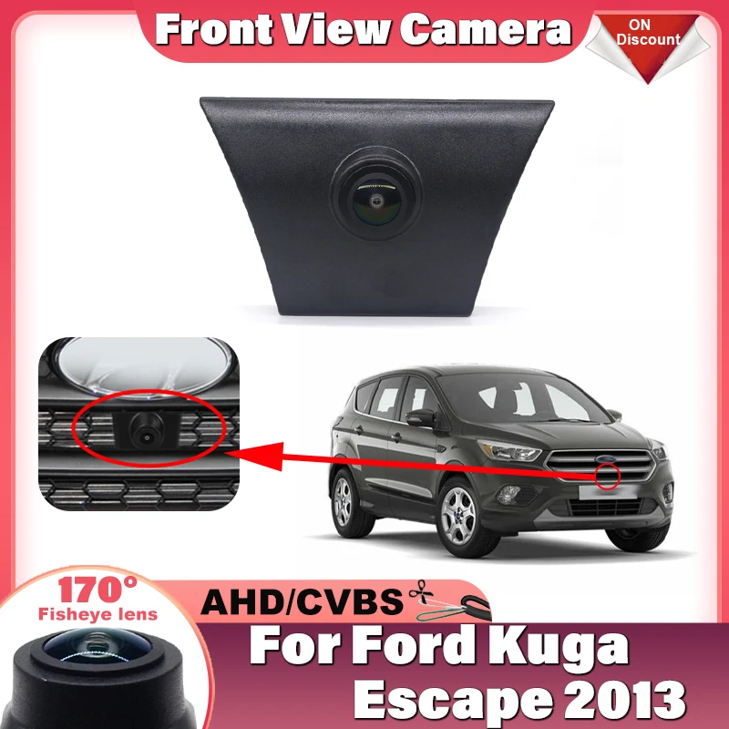 

Автомобильная камера переднего вида 1080P HD для Ford Kuga Escape 2013, HD Fisheye, водонепроницаемая парковочная камера с логотипом, камера ночного видения