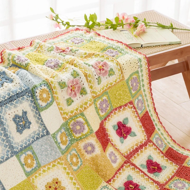 Susan's Family DIY Crochet Kit Flower Patchwork Blanket Material Package Crochet Blanket Kit