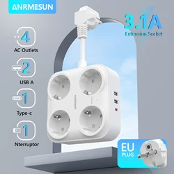 EU ํ๋ฌ๊ทธ ๋ฉํฐ ์ฝ์ผํธ ์ ์ ์คํธ๋ฆฝ 4๊ฐ์ AC ํฌํธ์ 2๊ฐ์ USB ๋ฐ C ํฌํธ ์ ๊ธฐ ์ฐ์ฅ ์์ผ 0.5M ๊ณ ์ ์ถฉ์ ์ด๋ํฐ ์ฌํ์ฉ