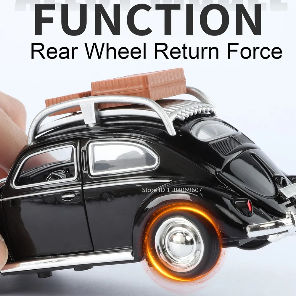 1:32 Beetle 1955 GSRของเล่นรถVINTAGEโลหะผสมDiecastเสียงประตูเปิดดึงกลับMiniatureยานพาหนะสําหรับของขวัญเด็ก