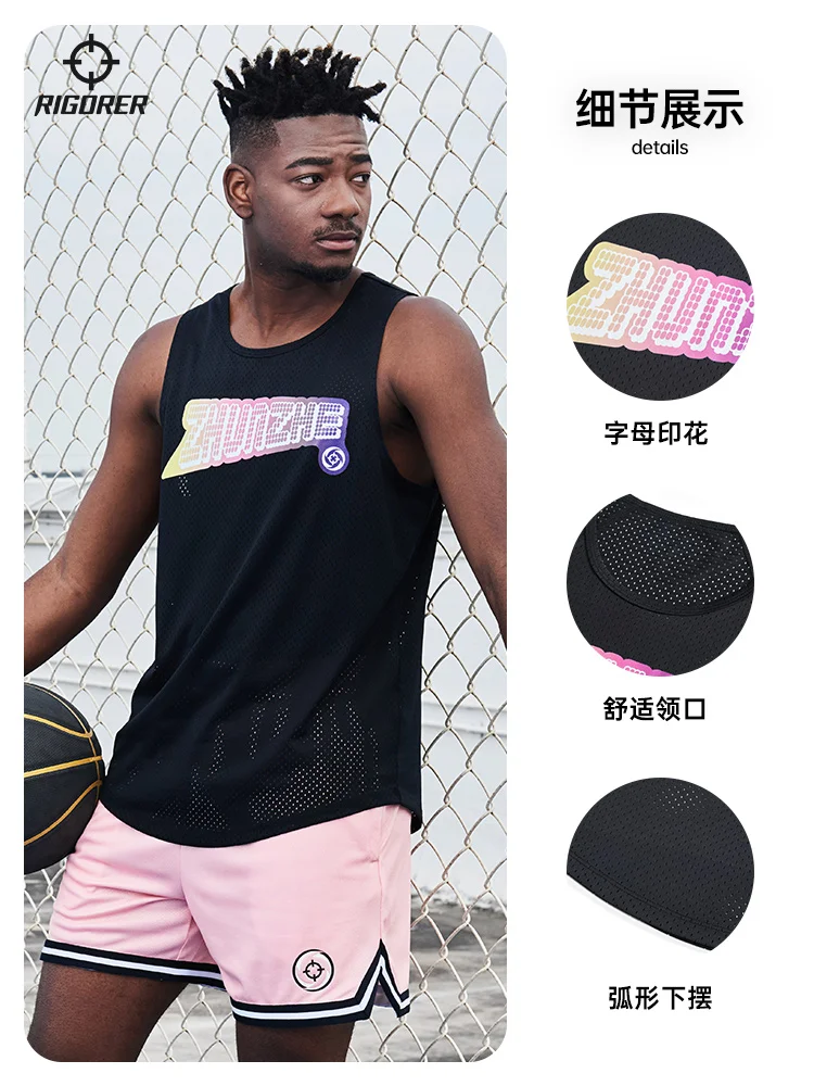 RIGORER Men Sports Vest Basketball Training Quick-drying Trend Sleeveless Vest Fitness Running GYM T-shirt Streetwear Tank Tops