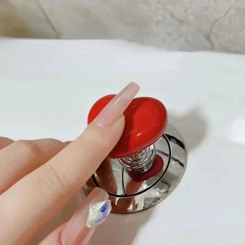 Handle Toilet Press Button Heart Shaped Press Tank Push Switch Toilet Bathing Room Decor Water Press Flush Button Home Tools