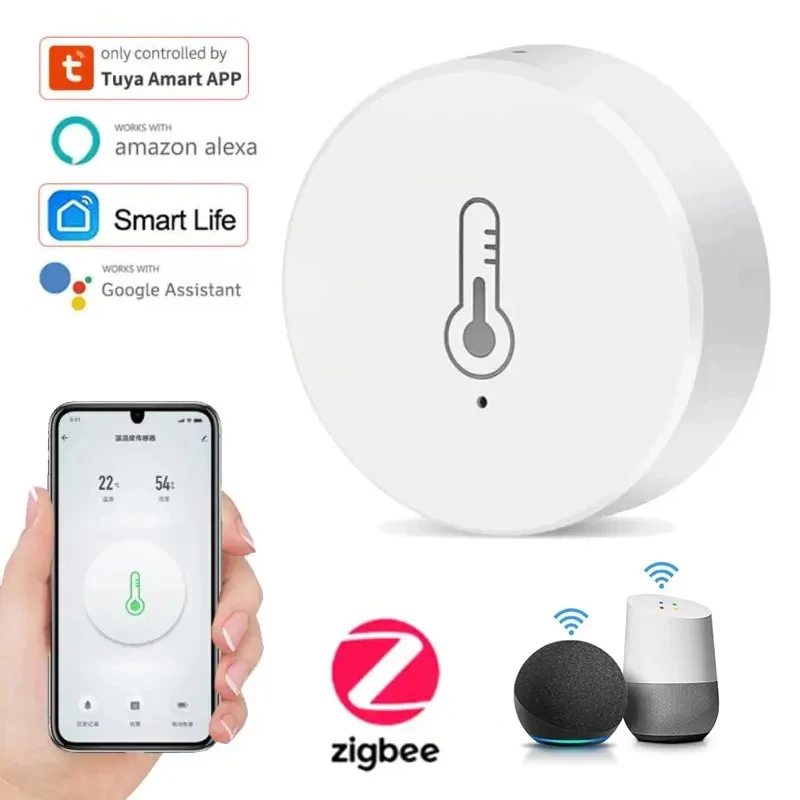 Tuya Zigbee 3.0 Temperature and Humidity Sensor Remote Monitor By Smart Life APP Battery Powered Work With Alexa Google Home