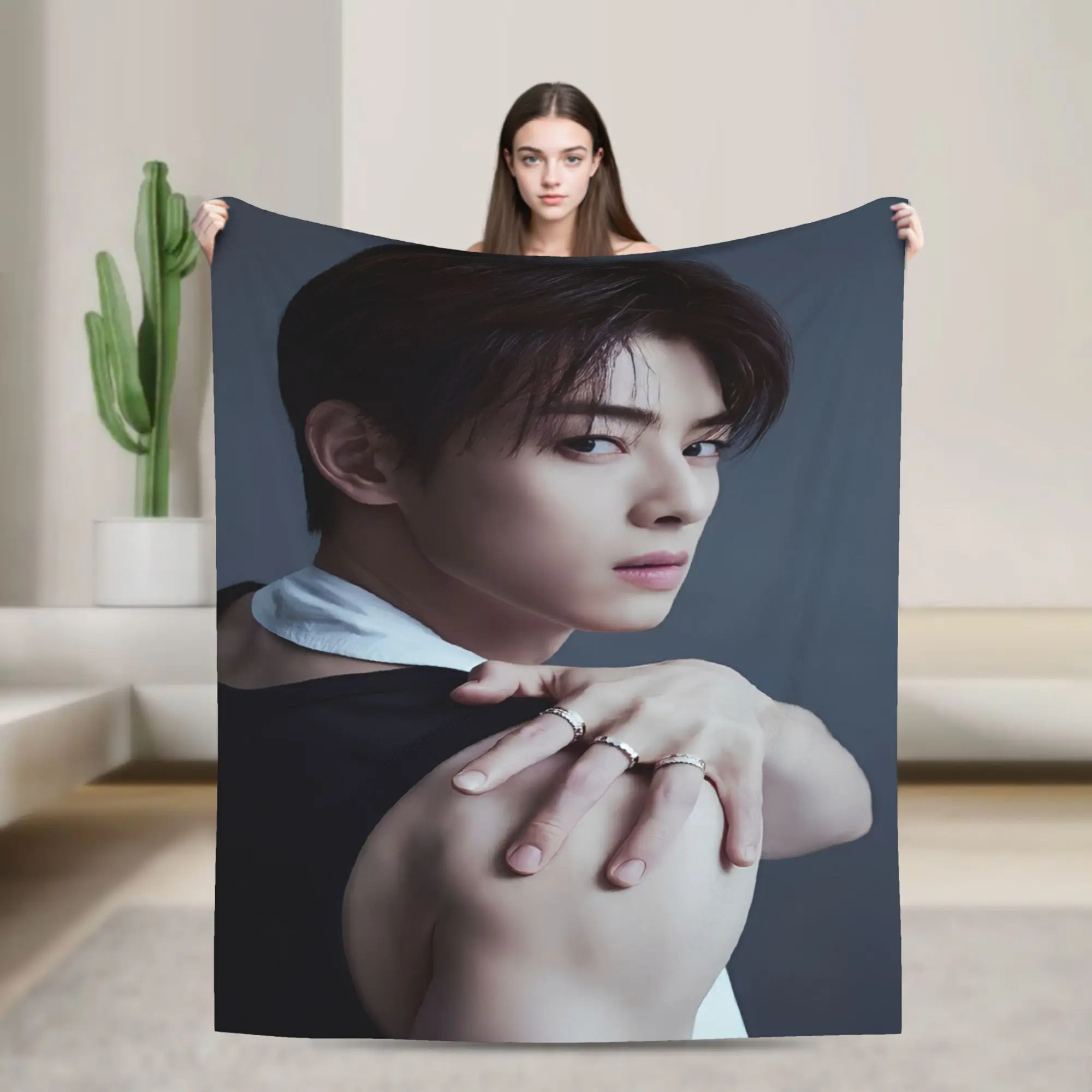CHA EUN WOO kpop ASTRO idol Blanket Velvet  Cozy Lightweight Thin Throw Blanket for Home Bedding Throws