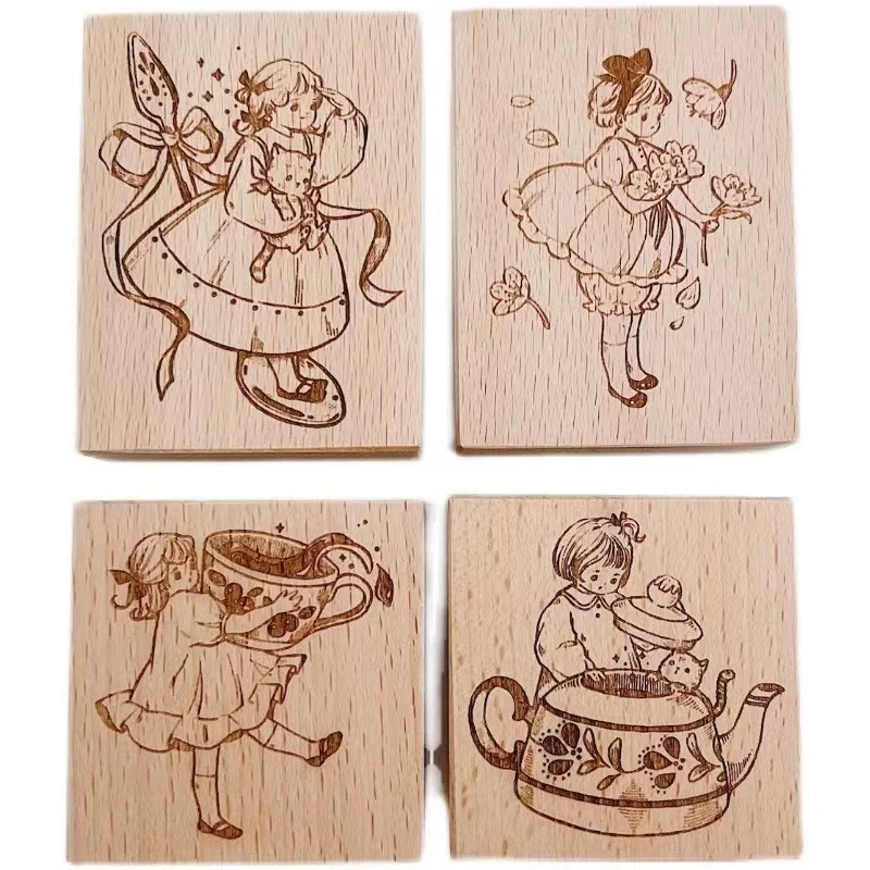 Vintage Girls And The Distance Wooden Rubber Stamp for DIY Scrapbooking Photo Album Card Making