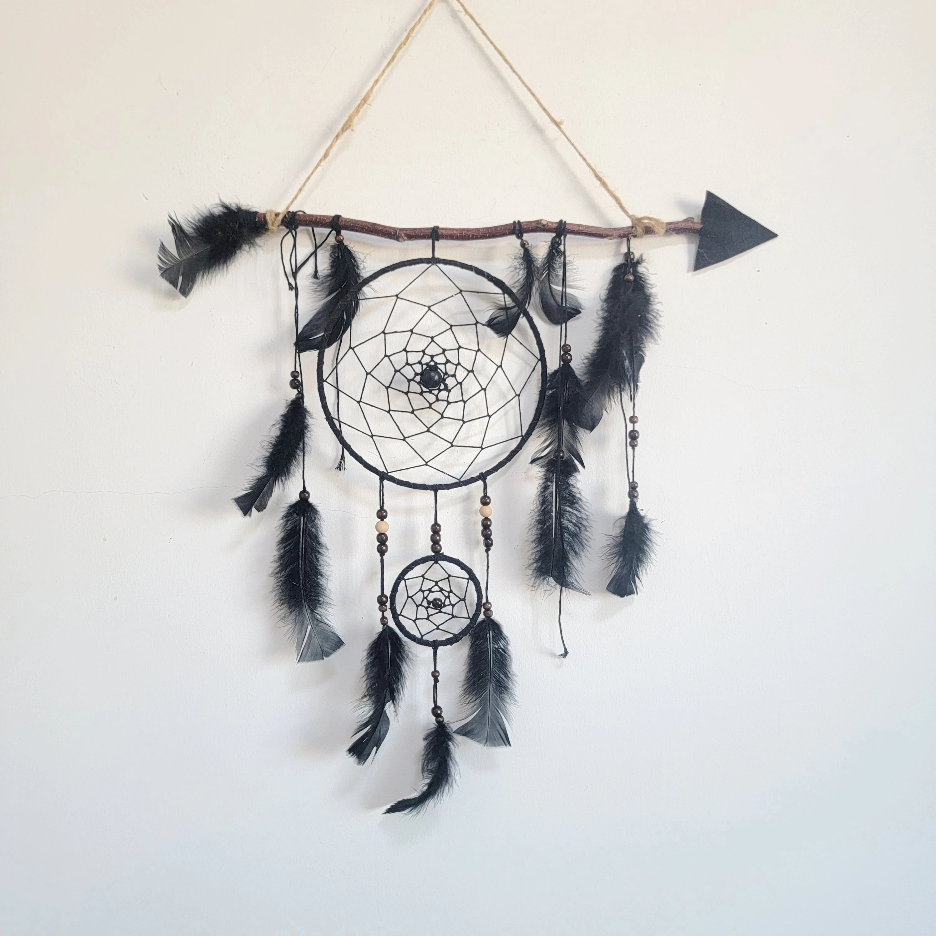 

Halloween decorations DREAMCATCHER-HOME DECORATION-BOHO style-with feathers black DREAMCATCHER