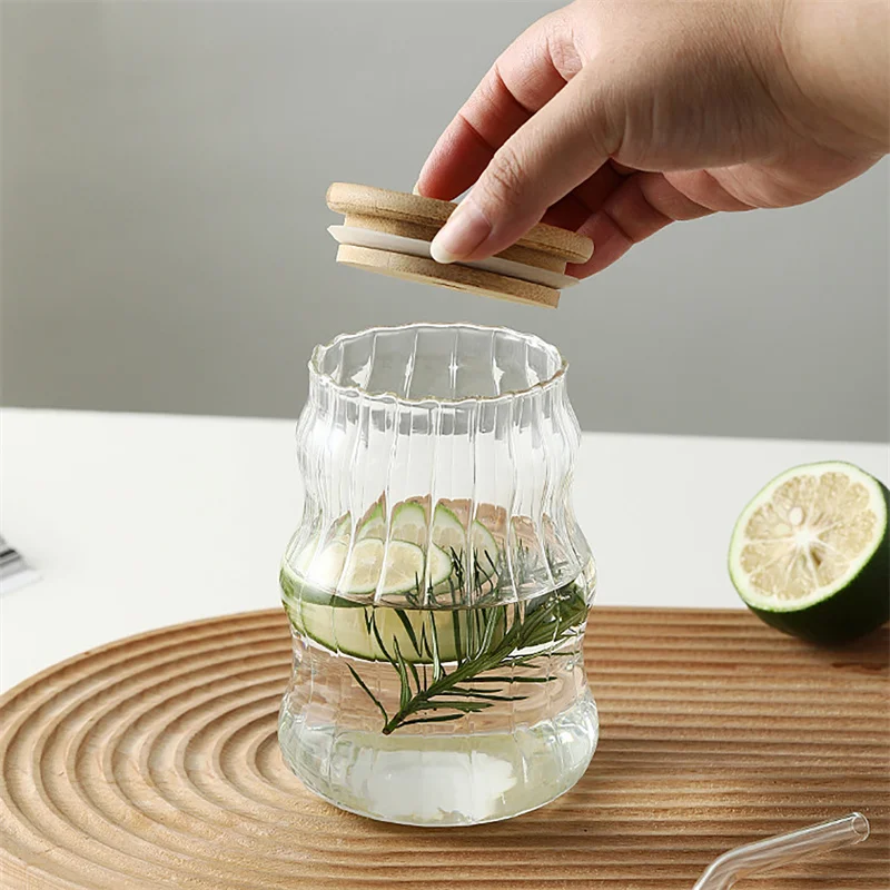 500ml Glass Cup With Lid and Straw Transparent Bubble Tea Cup Juice Glass Beer Can Milk Mocha Cups Breakfast Mug Drinkware