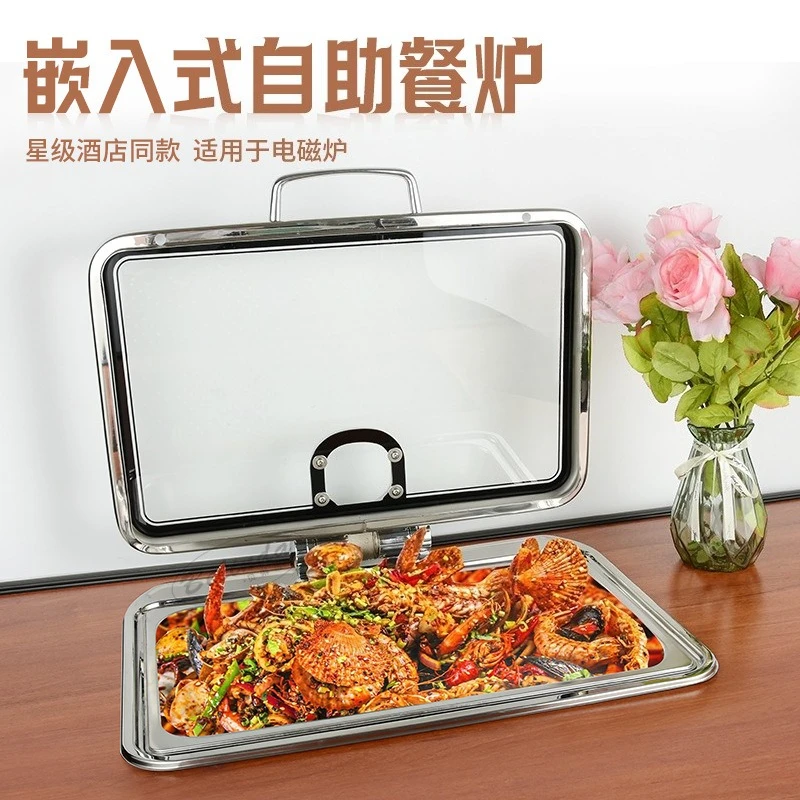 Stainless steel embedded buffet stove hotel restaurant breakfast hydraulic heat preservation stove induction