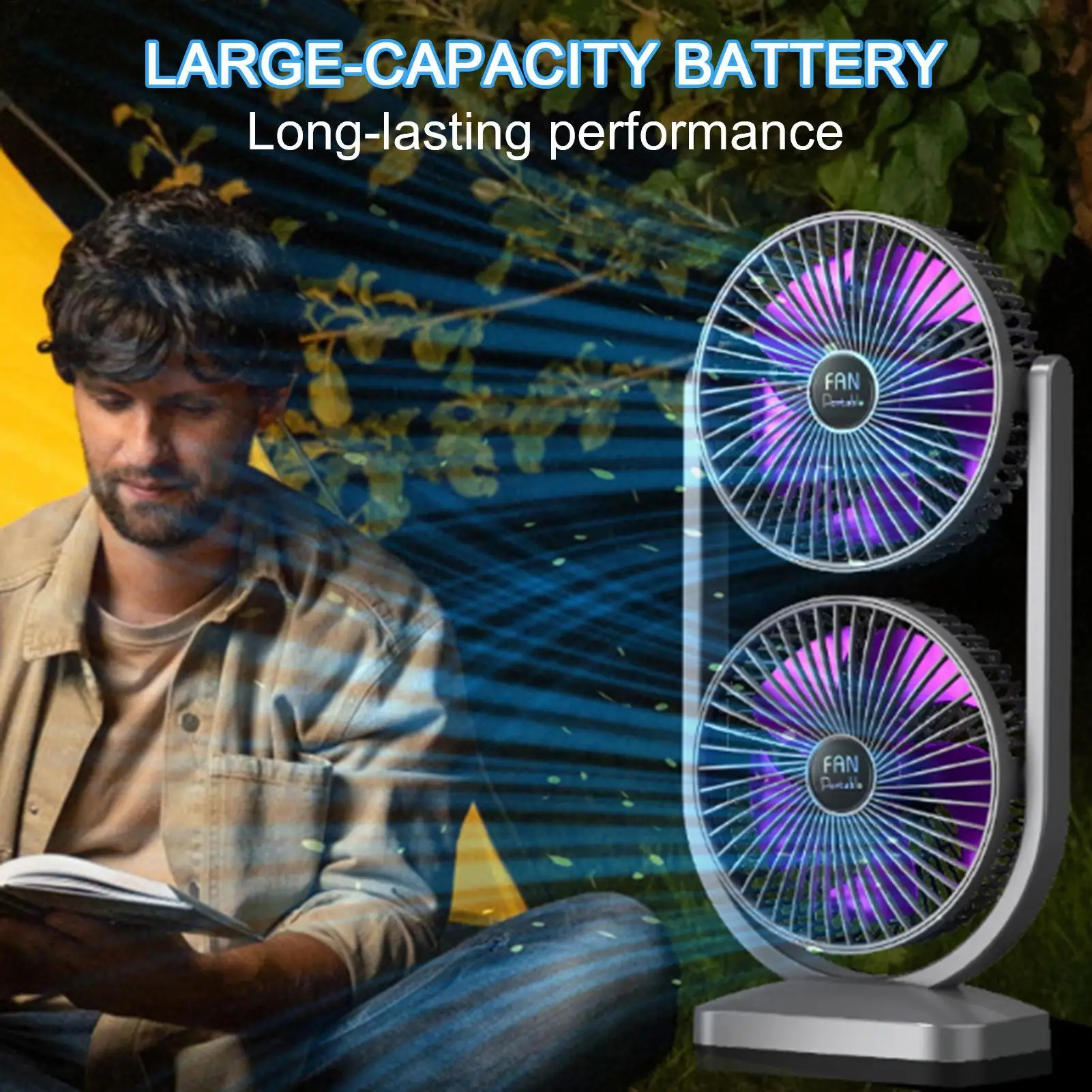 Desk Fan Rechargeable Portable Quiet Angle Rotation Bedside Fan for Bedroom Dorm Home Work Outdoor Sports Sleep Summer Workers