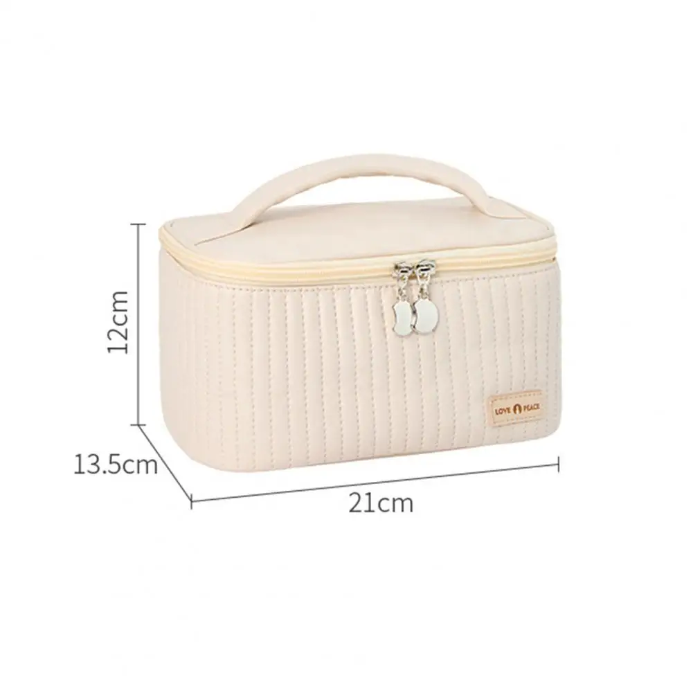 Cosmetic Pouch Portable Handle Plaid Pattern Lady Large Makeup Bag Storage Pouch Travel Large Capacity Toiletry Organizer