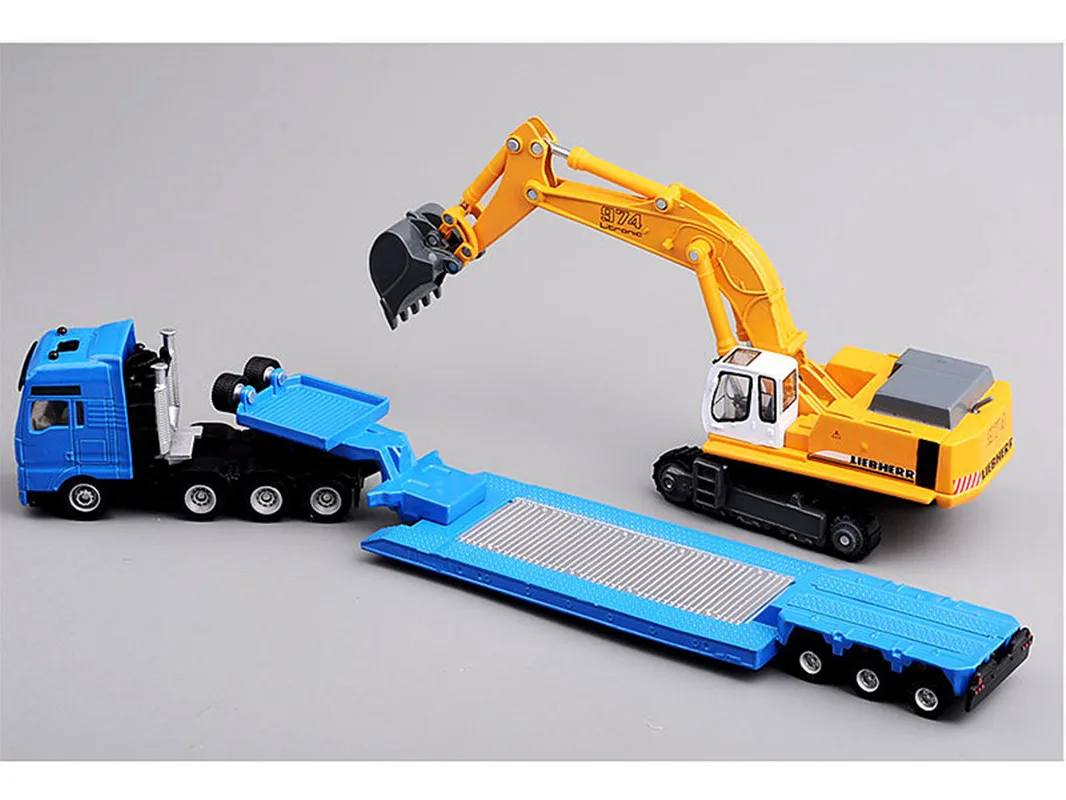 Hot selling 1:87 alloy 1847 flatbed transport vehicle model,simulation engineering vehicle,children\'s excavator toys,wholesale