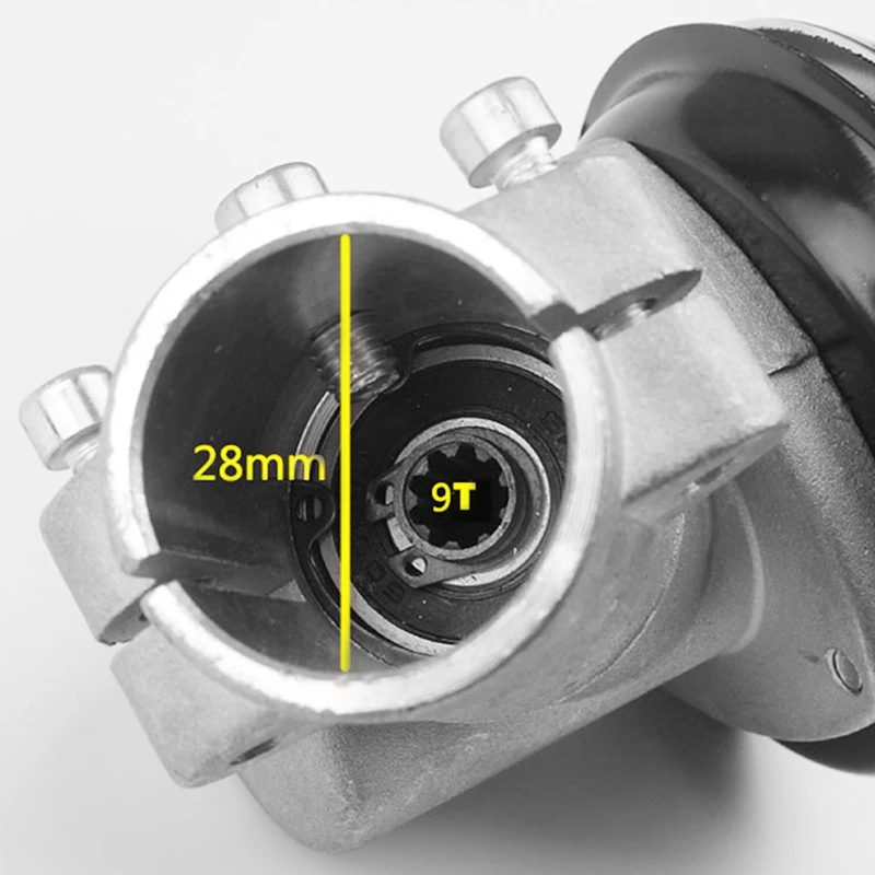MAKE-28Mm 9 치아 트리머 기어 박스 기어 헤드 Brushcutter 잔디 트리머 기어 헤드 교체 잔디 깎는 기계 액세서리 원예 도구