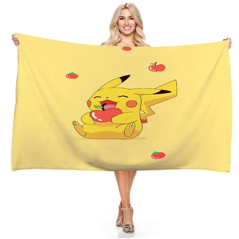 

New pokemon Cartoon Anime Pattern Indoor Bath Towel Outdoor Beach Towel Microfiber Comfortable Fabric Universal Gift for Girls