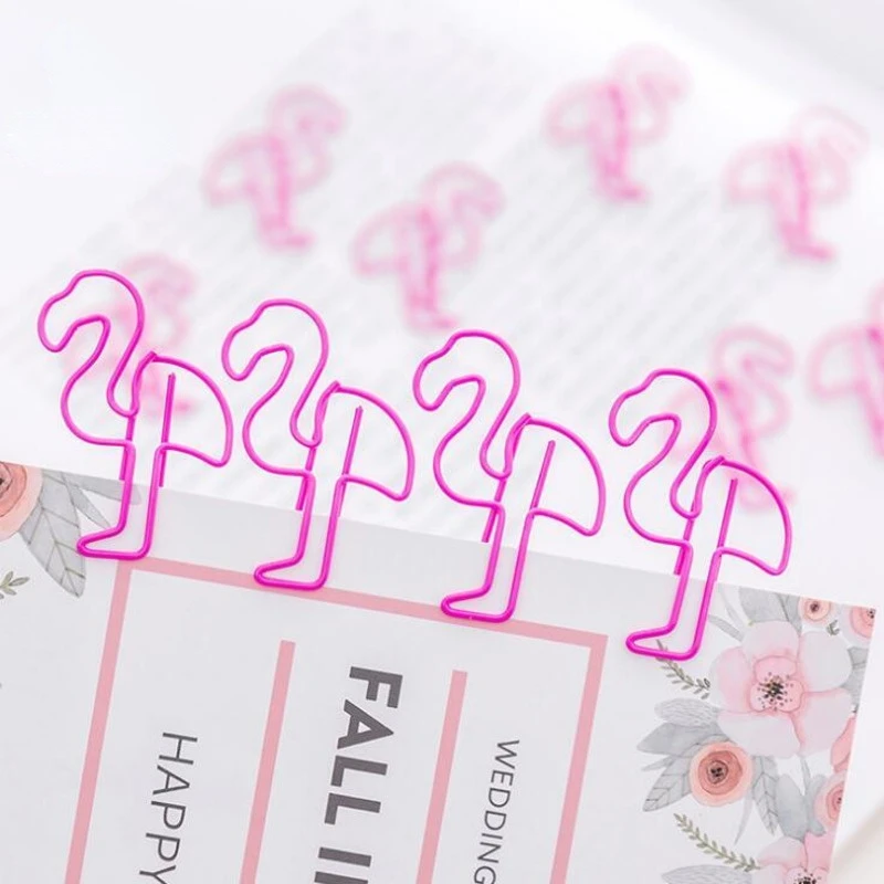 20 Piece/lot Lytwtw's Flamingo Bookmark Planner Paper Clip Metal Material For Book Stationery School Office Supplies Decorative